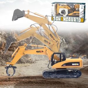 Pelleteuse t&eacute;l&eacute;command&eacute;e, 1:14, en m&eacute;tal, t&eacute;l&eacute;command&eacute;e, &agrave; partir de 6, 8, 10 ans, pelleteuse sur chenilles 3 en 1, avec t&eacute;l&eacute;commande avec batterie et chargeur, anniversaire (Esun Europe, neuf)