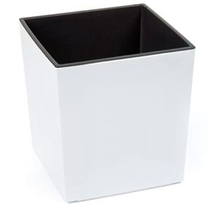 Tymar Pot de fleurs, pot de fleurs, pot de fleurs, en plastique, grand carr&eacute;, brillant, jardin, balcon, terrasse, maison (blanc, 40 x 40 cm) (Julmax, neuf)