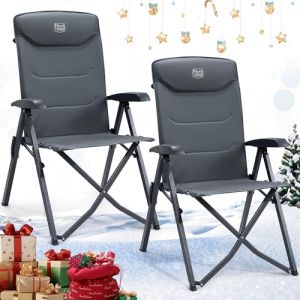 TIMBER RIDGE Fauteuil Jardin Exterieur 150kg Chaise Pliante Camping Portable Dossier Haut 4 Positions R&eacute;glables Fauteuil Realx Inclinable pour Terrasse Balcon Jardin Camping Pique-Nique (TIMBER RIDGE, neuf)