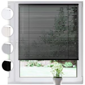 Store en Aluminium SONELLO intérieur 120cm x 220cm Noir Store vénitien en Aluminium Klemmfix sans perçage: Protection visuelle Anti-éblouissement Contre la lumière et Solaire pour fenêtres et Portes (GardenFlora - Home & Garden, neuf)