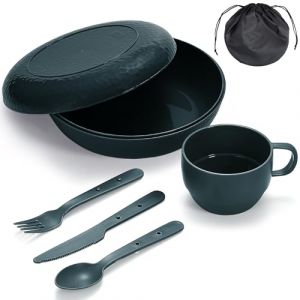 Berglander Kit de Repas de Camping avec Bol, Assiette, Tasse, Couverts et Sac de Transport, Accessoires de Camping en Plastique, L&eacute;gers et Faciles &agrave; Transporter (Shenzhenshi Beigelande Jiajuyongpin Youxian Gongsi, neuf)