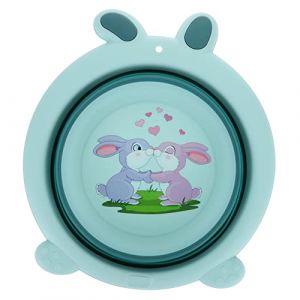 WOFASHPURET Lavabo Pliable pour Bébé 1 Pièce Plastique Solide Cartoon Lapin pour Voyage Rangement Pratique Lavabo de Bain Bac de Lavage (Leiyun, neuf)
