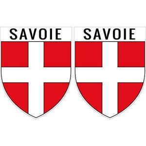 2 X ECUSSON Autocollant Vinyle Savoie 4x5 cm Sticker Voiture Moto Valise PC (SAFIRMES, neuf)