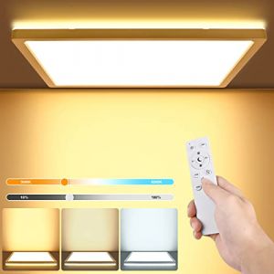 LEZOE Plafonnier LED Dimmable avec T&eacute;l&eacute;commande, 18W LED Plat Luminaire 1800lm, Temp&eacute;rature de Couleur 3000K-6000K, 2.5cm Ultra Fin Plafonnier Carr&eacute; 22cm pour Chambre, Salon, Salle de Bain, Cuisine (LEZOE, neuf)