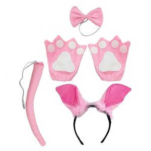 Didiseaon 1 Ensemble Cosplay Queue Costume Arc Cosplay Chiens Cochon Masque Queues Jouer Oreilles Bandeau Queue Cornes Jouets Gonflable Vache Déguisements Animaux De Compagnie En Tissu Rose (Merkowski, neuf)