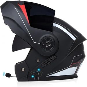 Adulte Bluetooth Modulable Casque Moto Homme Et Femme ECE Homologué Flip Up Casque Moto avec Double Visière pour Anti-Collision Casque Scooter Integral Modulable Locomotive Casque (GLHXD, neuf)
