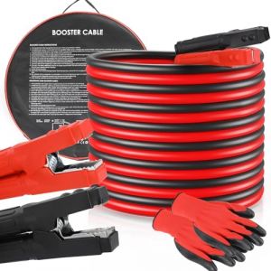 TLGREEN 4M 3000A 50mm² Câbles de Démarrage, Câble Batterie Voiture, Pince Crocodile Voiture Batterie pour Moteurs Essence et Diesel 12/24 V - Pinces à Code Couleur - Gants et Sac de Transport Inclus… (Cococloud, neuf)