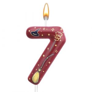 Bougie d'Anniversaire Magique Magicien, Bougie Anniversaire Num&eacute;ro D&eacute;coration de G&acirc;teau Fournitures de F&ecirc;te Magicien Magique pour Gar&ccedil;ons Filles Cadeaux F&ecirc;te (7) (moncion, neuf)