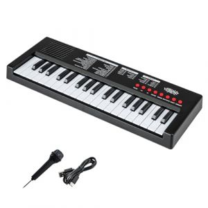 KOMFOTTEU Piano Num&eacute;rique 37 Touches, 8 Rythmes, 8 Sonorit&eacute;s et 22 D&eacute;mos, Clavier &Eacute;lectroniques pour Enfant de 3 Ans+, Piano &Eacute;lectronique en ABS avec Microphone (Noir) (Komfort GmbH, neuf)