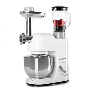 Klarstein Robot Patissier Multifonctions, Batteur sur Socle, Bol 5L, Robot Cuisine 1800W, Blender 1.5L, Robot Multifonction Petrin Boulangerie, Hachoir à Viande, Batteur Electrique Cuisine, 6 Vitesses (Klarstein France, neuf)