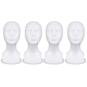 Ohewiiuk 4X Pr&eacute;sentoir de Perruque de Chapeau de Mod&egrave;le de T&ecirc;te de Mousse de Mannequin de Mousse de Polystyr&egrave;Ne (yuGGuo, neuf)