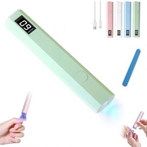 Glonailstickers Finger Nails UV Light, Glo Nail Stickers Kit with UV Light, Handheld UV Light for Gel Nails, Cordless UV LED Nail Lamp, Portable Mini Nail Dryer for Home Personal DIY (Green) (zhanhuiamz, neuf)