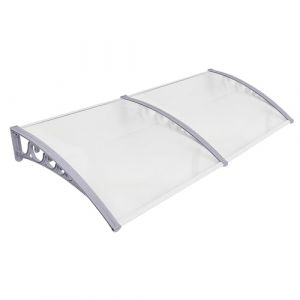 Auvent pour Porte d'entr&eacute;e Marquise Porte Exterieur de Toit Auvent en Arc de Hangar en Polycarbonateet Cadre pour Maison de Fen&ecirc;tre de Balcon de Garage,80 x 240 cm (Blanc) (Hechheu, neuf)