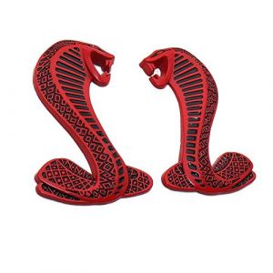 YK ZAOOER Métal 3D Shelby Autocollant Autocollant emblème Insigne Serpent Cobra (à Droite) Liens et pour Le Sport Ford Mustang Ensemble de 2,Black Red (yijia, neuf)