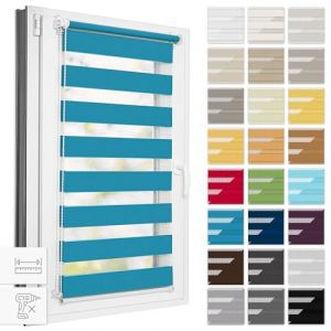 Estika Store Enrouleur Jour Nuit Klemmfix sans perçage - Largeur au Choix Tous Les 1 cm - 70 x 120 cm - Côte d'azur - Store à enroulement, Double Tissu, pour fenêtres intérieures (Estika, neuf)