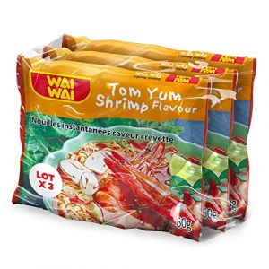 Lot de 3 unités *** WAI WAI Nouilles asiatiques instantanées saveur crevettes sachets 3x60g (J&S France, neuf)