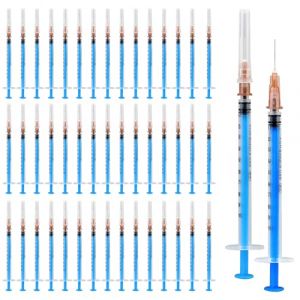 SPORWAY Lot de 100 seringues st&eacute;riles, seringue en plastique de 1 ML avec aiguilles et embouts, seringue pour colostrum de 1 ML pour le remplissage et la mesure de liquides, alimentation des animaux (ANDREAS-MICHAIL, neuf)