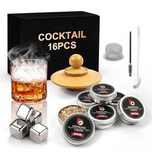Kit de fumoir &agrave; cocktails, accessoires pour whisky avec 6 saveurs de copeaux de bois, ensemble de boissons fumeuses &agrave; whisky ancien, un excellent cadeau pour les parents, les maris, les petits amis et (SuMeiLing, neuf)