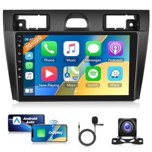 2G+32G Android Autoradio pour Ford Fiesta Mk5 2002-2008 avec sans Fil Apple Carplay Android Auto GPS Navi WiFi 9 Pouces Autoradio 2 Din avec Lien Miroir Bluetooth FM/RDS/Dab+/USB/OBD Caméra de Recul (Rimoody Direct, neuf)