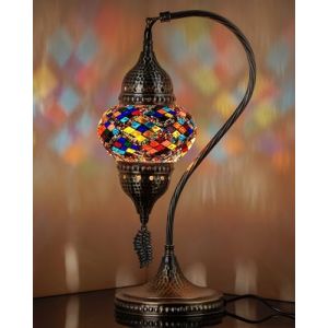 DEMMEX Lampe Turque Mosa&iuml;que &ndash; Faite &agrave; la Main en Turquie &ndash; Lampe de Table ou de Chevet Artisanale en Verre et M&eacute;tal Martel&eacute; &ndash; Ambiance Orientale, Cadeau D&eacute;coratif Unique, 38 cm, Classe A+ (DEMMEXUK, neuf)