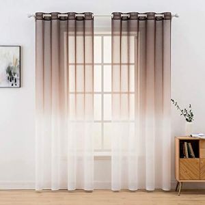 MIULEE Lot de 2 Voilages Dégradé à Oeillet Rideaux Moustiquaires de Fenêtre en Polyester de Couleur Changée Voile Ombre Demi-Transparent Décoration pour Salon Chambre Bureau 140x225cm LxH Café (MIULEE HOME, neuf)