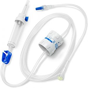 AIESI&reg; Set de perfusion jetables st&eacute;riles &agrave; 2 voies avec r&eacute;gulateur de d&eacute;bit macro-goutte de haute pr&eacute;cision 20g/ml et raccord luer lock sans aiguille HOSPIFLOW MACRO (Paquet de 10 pi&egrave;ces) (Medical Division, neuf)