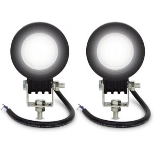 Safego Phare LED Moto 10W Feux Additionnels Moto, Phare de Travail à LED Floodlight 12V, Feux de Brouillard Supplémentaires pour Voiture Off-Road 4x4 ATV 6500K, 2PCS (PinZeEU, neuf)