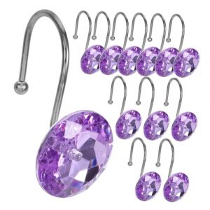 DEARMAMY 12 Pièces Crochet De Rideau De Tiges Rideaux Titulaires Cintre Salle De Bain Avec Salle De Bains Canne à Pêche Acier Inoxydable 304 Violet,mauve (Liiane, neuf)
