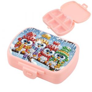 DCIDBEI Diamond Painting Pilulier Semainier Pilulier Journalier Peinture Diamant Organisateur de Piluliers &agrave; 6 Compartiments Portable Hebdomadaire Pilulier pour Voyage Vitamines Oiseau de No&euml;l (BEIMIN, neuf)