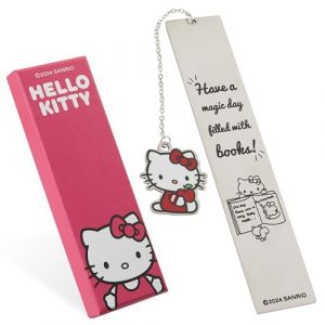 Hello Kitty - Marque-Page Métallique avec Breloque Suspendue, Accessoire Lecture - 100% Acier Inoxydable - Gris - 1 Pièce (Get Trend., neuf)