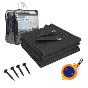 FoundGo Tapis de Sol Camping avec œillets 250x350cm [280g/m² HDPE] Tapis Camping Car Exterieur avec Sac de Transport, 8X piquets et Corde à Linge rétractable, Anthracite (FindGo, neuf)