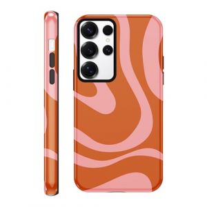 Knrlqim 2 in 1 Coque pour Samsung Galaxy S24 Ultra 5G &Eacute;tui 6,8", Motif Couleur Rose Orange Dessin Aesthetic Etui, TPU Silicone Antichoc Housse Protection Cover Case pour Samsung S24 Ultra 5G, Lignes (Jin Xiaorong shop, neuf)