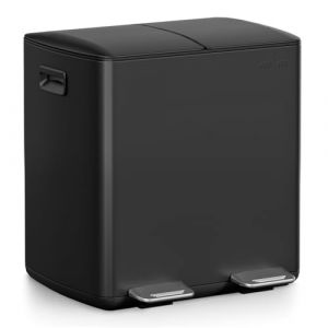 mVm Poubelle &agrave; Double Compartiment 2 x 20L,Poubelle Cuisine Tri S&eacute;lectif 40L,Poubelle &agrave; P&eacute;dale,2 Compartiments,Couvercles,Fermeture Douce, Acier Inoxydable,Herm&eacute;tique,Anti Odeurs,Poign&eacute;es (MVM manufacture, neuf)