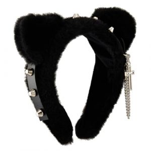 Watreketal Serre Tete,Serre-tête oreilles de chat Halloween avec boucle d'oreille en métal Jeu de rôle Serre-tête oreilles de chat Serre-tête oreilles de chat réaliste pour maquillage de fille (Xuanlang Trading, neuf)
