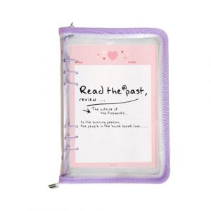Couverture de protection pour classeur – Couverture transparente à 6 anneaux avec fermeture éclair | Organisateur de journal amovible au format A5 ou A6 pour l'école, les voyages et les étudiants (zuherds, neuf)