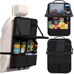 Organisateur d'Auto Protection Siège Arrière Enfant, Protection Siège Voiture Enfant Large, Avec Table Rabattable, Porte Tablette Voiture Intégré, Multifonction Étanche, Nombreuses Poches - Noir (NOKWOCY TRADE Kft., neuf)