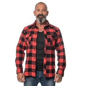 ROCK-IT Apparel&reg; Chemise en Flanelle &agrave; Carreaux pour Hommes Manches Longues Chemise de b&ucirc;cheron Chemise &agrave; Carreaux de qualit&eacute; sup&eacute;rieure Chemise d&eacute;contract&eacute;e Chemise Tailles S-5XL Noir/Rouge 4XL (Triton Style - Merchandising, neuf)