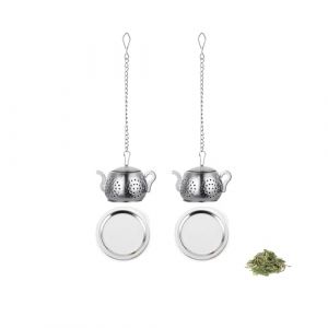 YiYFiT Lot de 2 théières à thé infuseur avec égouttoir, infuseur à thé en acier inoxydable 304 avec chaîne, mini infuseur à thé pour feuilles de thé en vrac, tisanes, tasses à thé et épices (YiYGLANCE-Store, neuf)