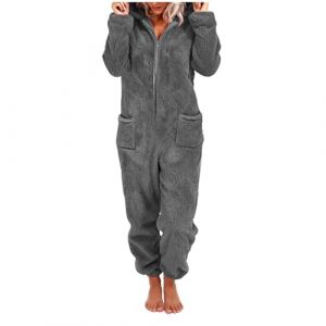 G&eacute;n&eacute;rique Combinaison Pyjama Femme Hiver Chaud Onesie Pilou Pilou Pyjama &agrave; Capuche Grenouill&egrave;re Femme Pyjamas Onesie Tout en Un en Polaire Combinaisons de Nuit Femmes Loungewear V&ecirc;tements S-XXL (YUYUEJUE, neuf)