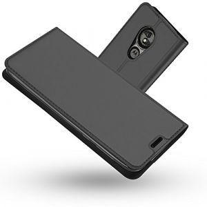 Coque Motorola Moto E5,Coque Moto G6 Play,Radoo Ultra Mince en Cuir PU Premium Housse &agrave; Rabat Portefeuille Coque &Eacute;tui de Protection Bumper Folio &agrave; Clapet pour Motorola Moto E5/Moto G6 Play (Gris noir) (Radoo EU Direct Store, neuf)