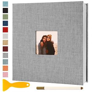 Album Photo Adhesif Vierge 33x32 CM Classeur Photo Livre Photo Personnalisable Scrapbook de Classe Mariage Livre D'or Enfant Bebe Carte Postale DIY, 60 Pages Gris (Semfalbuums, neuf)