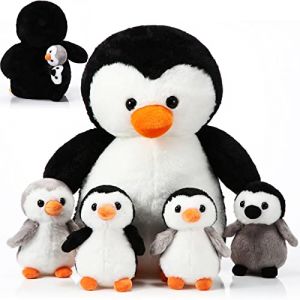Harrycle Peluche Douce 1 Maman Pingouin avec 4 B&eacute;b&eacute;s dans Son Ventre 35 cm - Doudou C&acirc;lin Jouet d'Animal pour Enfants, Saint-Valentin, F&ecirc;te d'Anniversaire (Mignon) (Bofullzok, neuf)