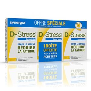 D-STRESS COMPRIMÉS Pack de 3 boites dont 1 Boite offerte | Magnésium de 3ème Génération + Taurine + Arginine + Vitamines B | Gère le Stress du Quotidien et Réduit la Fatigue | Laboratoire SYNERGIA (S.A.S. Synergia, neuf)
