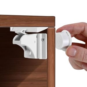 Bébé Placard Bloque Porte,Cabinet de protection de l'enfance, Verrouillage de l'armoire magnétique, Armoire de verrouillage des enfants invisible(Blanc, 12 serrures + 3 clés) (VOICU LAWE S.R.L., neuf)