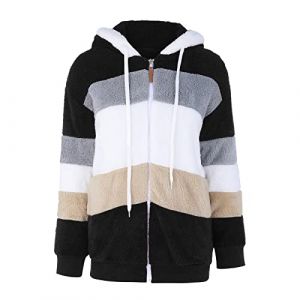 Veste Polaire Femme Fille Chaude Sweats à Capuche Zippé Laine épais Manteau Hiver Grande Taille Manche Longue Blousons Casual avec Poche Veste en Peluche Doux Cardigan Bloc de Couleur Outerwear (dongTER, neuf)