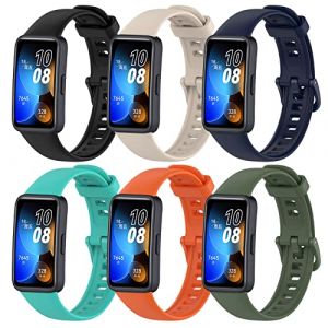 CHULN 6 Pi&egrave;ces Bracelet Compatible avec Huawei Band 8/Huawei Band 9, Imperm&eacute;able R&eacute;glable Souple Silicone Remplacement Band pour Huawei Band 8/9. (TianQJ Tech EU, neuf)