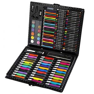 Sets de Dessin,Malette de Coloriage Enfants Aquarelle Crayon Enfants Dessin Artiste Kit Crayons de Couleur Ensemble Crayon Peinture À L'huile Pinceau Outil De Dessin Cadeau Avec Boîte 150 pcs (BJ-SHOP, neuf)