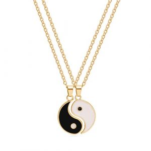 ZXUPOI Collier Yin Yang en Acier Inoxydable pour Femme et Homme, Pendentif Yin Yang Tai Chi, Cadeau BFF, Collier Or (zhaoxuandeouzhoudianpu, neuf)