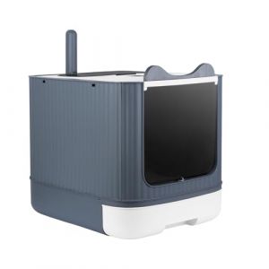 Bac Litiere pour Chat,Grand pour Les Chats et Les Lapins Bac Litiere Chat, Bac &agrave; Liti&egrave;re en Acier Inoxydable,Liti&egrave;re Automatique Autonettoyant-44,5 x 36,5 x 34,5 cm - Blanc (Hechheu, neuf)