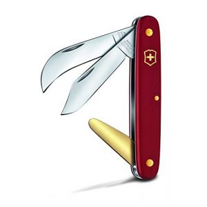 Victorinox, Greffoir et serpette 3, Couteau Universel de Jardin, Multifonction, L&eacute;ger, Swiss Made, 3 Fonctions, Lame courb&eacute;e, rouge (Ri2Ro, neuf)
